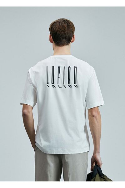 Lufian 111020245 Helıx Modern Graphic T- Shirt Men's T-Shirt White