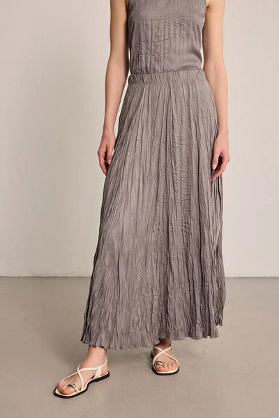 Gusto Long Crinkle Skirt - Gray