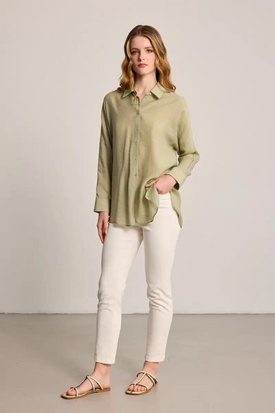 Gusto Self-Striped Shirt - Green