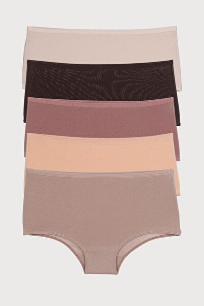 Nicoletta Kadın Külot 5 Li Paket Yüksek Bel Pamuklu Likrali Vizon