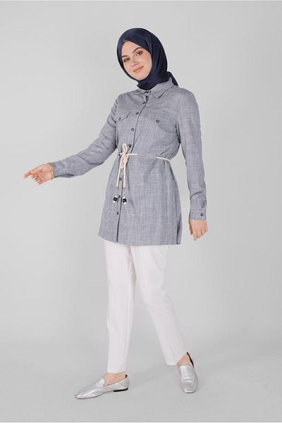 Alvina Checkered Buttoned Tunic 41628