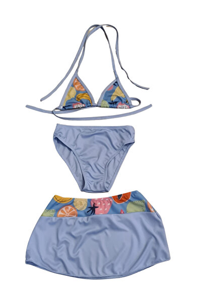 Butik Glowzia Açık Mavi Çocuk Etekli Bikini Takımı