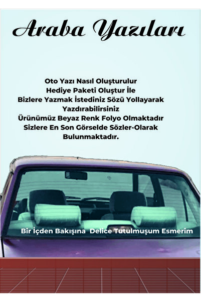 Göktuğ Hediyelik Araba Cam Yazı Sözleri Beyaz Renk Kişiye Özel Sözler Folyo K...