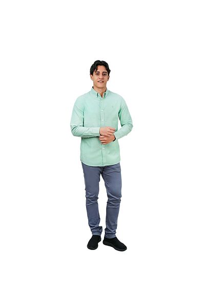 Giordano Men's Cotton Oxford Full Opening Long Sleeve Slim Fit Shirt