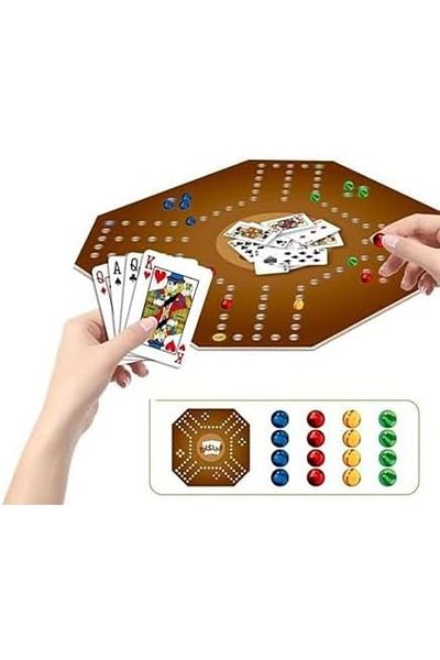 Other Foldable Cardboard Board Game with Plastic Beads and Cards for 4 Players (45 × 45 cm)