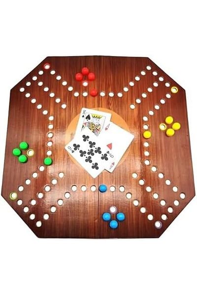 Other Foldable Cardboard Board Game with Plastic Beads and Cards for 4 Players (45 × 45 cm)