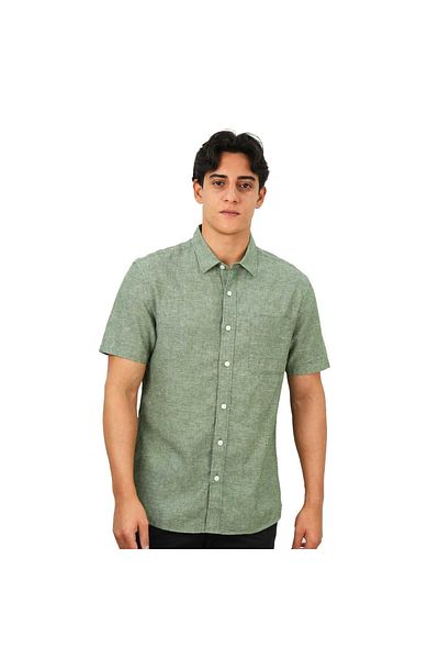 Giordano Men's Linen Cotton Poplin Short Sleeve Shirt