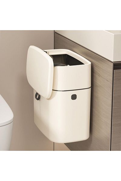 ABYZ Hanging Trash Can, self-adhesive mount, with 2 ways to open the lid
