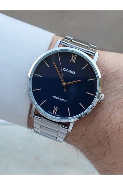 Casio Silver Navy Blue Color Men's Wrist Watch