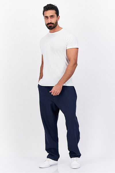 GAP Men Relaxed Fit Microdot Straight Leg Pants, Navy