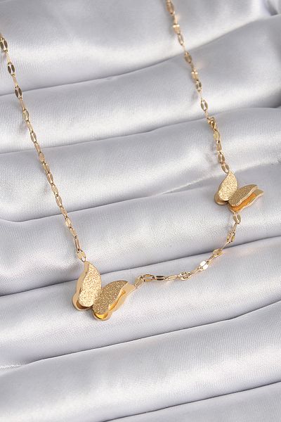 Skygo 316L Steel Gold Color Silvery Butterfly Model Women's Necklace - Tj-Bko9414
