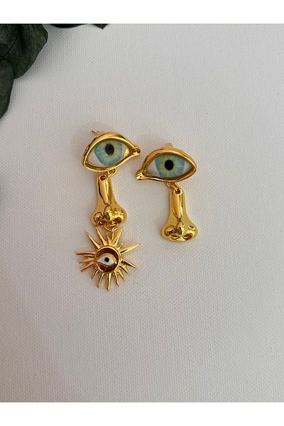 YENGEÇ Gold Eye Nose Earrings