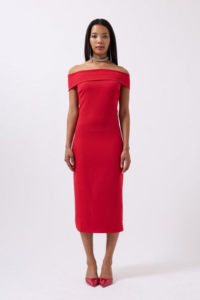 Femella Women Fashion Shoulder Fold Detail Maxi Dress