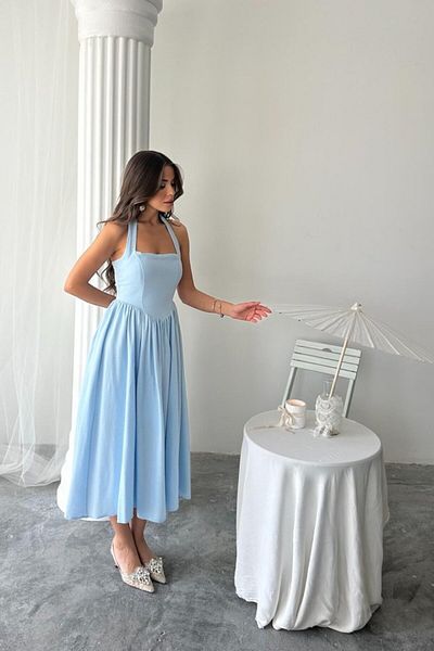 JANES Rochie de in albastru cu decolteu