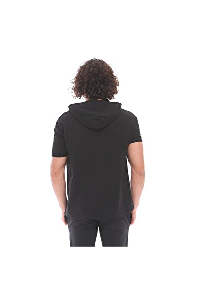 raru Φούτερ με κοντό μανίκι SPQR βαμβακερό με κουκούλα NEPTUNE ΜΑΥΡΟ