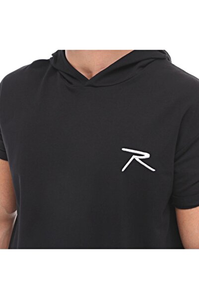 raru Βαμβακερό με κουκούλα κοντομάνικο φούτερ OCULUS ΜΑΥΡΟ