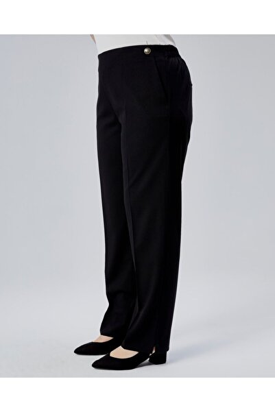 modamtn Decorative Button Back Waist Elastic Plus Size Trousers