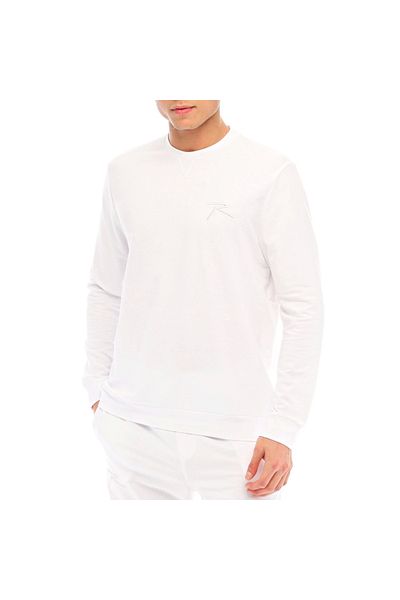 raru Βαμβακερό Crew Neck Basic Φούτερ Omnıs Λευκό