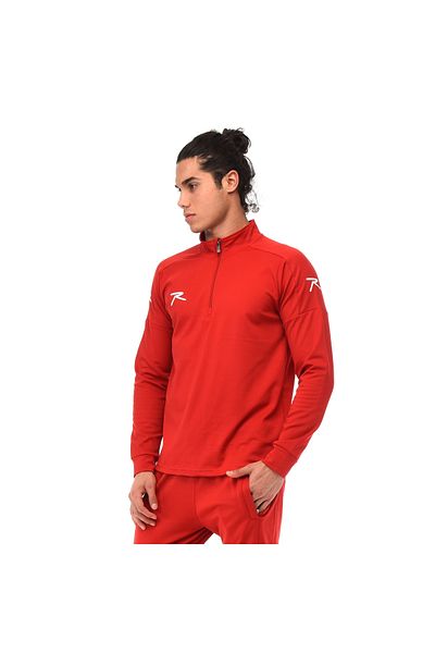 raru Half Zipper Top Sister Red