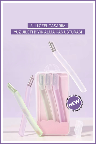 GXMPRO Kaş Usturası 3'lü Yüz Jileti Bıyık Alma Kaş Usturası Epilasyon Kaş Ustra Kaş Jileti Bıyık Jileti