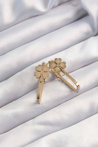 Skygo 316L Steel Gold Color Geometric Clover Model Earrings - Tj-Bkp9495