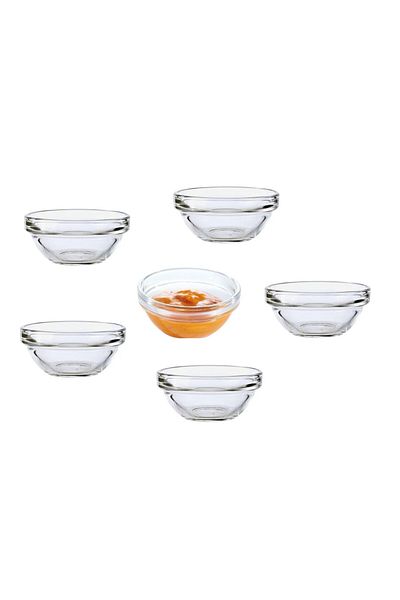 ABYZ Set of 6 glass saucers, 75mm, transparent