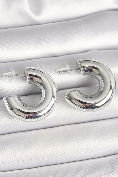 Skygo Brass Silver Color Half Hoop Model Ccb Women's Earrings - Tj-Bkp10374