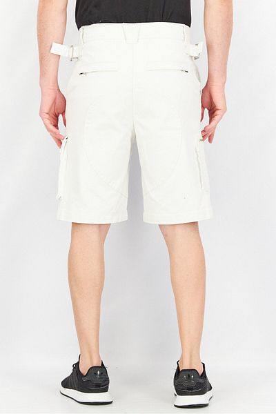 Diesel Men Regular Fit Solid Denim Cargo Shorts, White