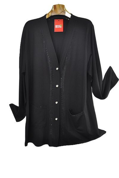 elma abone Plus Size Combed Buttoned Stone Cardigan