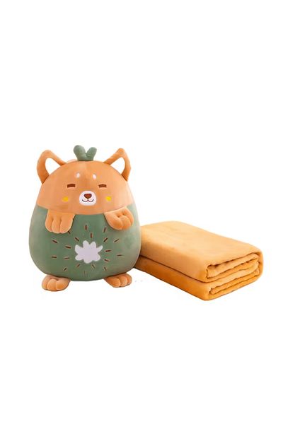ABYZ Multifunctional plush toy 25X30X30cm with fluffy blanket 180x100cm Kiwi model Green color
