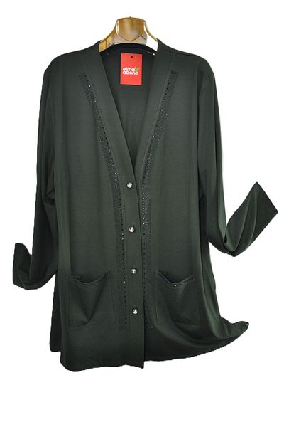 elma abone Plus Size Combed Buttoned Stone Cardigan