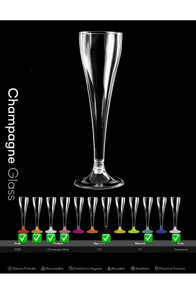 KENT Blue Plastic Set of 6 Glasses for Sherbet, Champagne and Wine (Goblet)