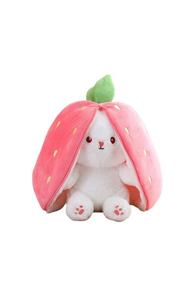 ABYZ Strawberry Bunny Plush Toy, Soft And Velvety, Size 20 Cm, Orange