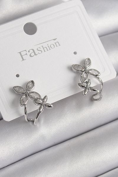 Skygo Brass Silver Color Zircon Stone 2-Piece Flower Model Women's Earrings - Tj-Bkp9962