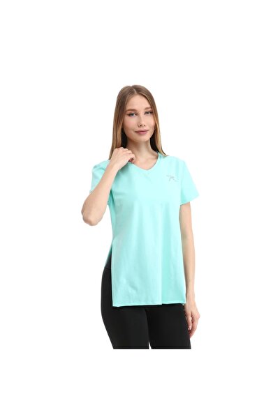 raru Women's 100% Cotton V-Neck T-Shirt Fragum Mint