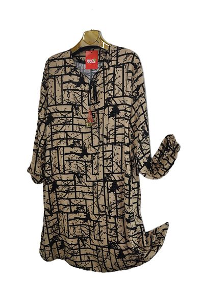 elma abone Large Size Viscose Lace-Up Tunic