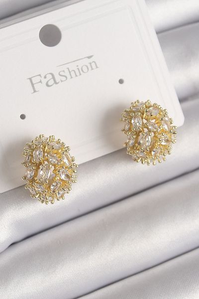 Skygo Brass Gold Color Zircon Stone Women's Earrings - Tj-Bkp9796