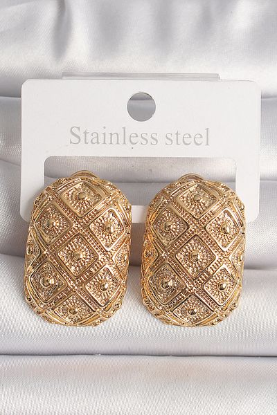 Skygo Brass Gold Color Motif Embroidered Women's Earrings - Tj-Bkp10143
