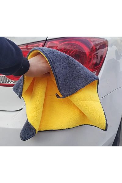 EVİMA (2 Pcs) Microfiber Plush Thick Double Sided Car Drying Towel 40×40 Size