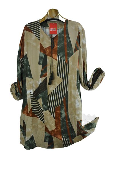 elma abone Large Size Viscose Lace-Up Tunic