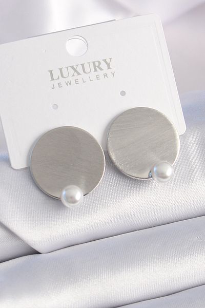 Skygo Brass Silver Color Plate Model Pearl Detail Women's Earrings - Tj-Bkp9526