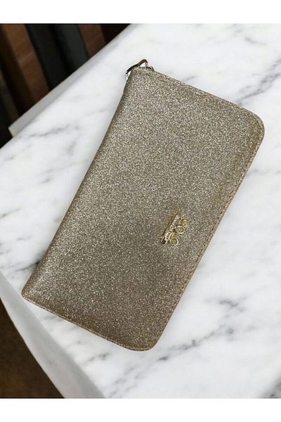 zauram Gold Wallet with Glitter Coin Compartment