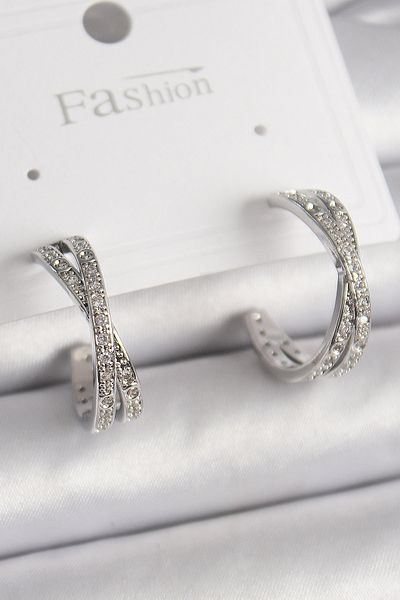 Skygo Brass Silver Color Zircon Stone Spiral Hoop Model Women's Earrings - Tj-Bkp9900