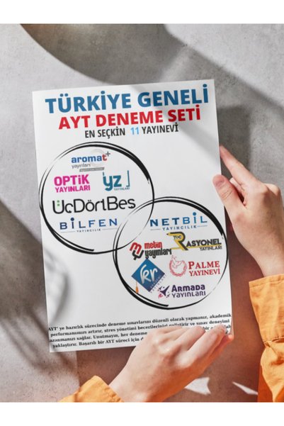 Üç Dört Beş Yayıncılık Türkiye Geneli AYT Genel Deneme 11 Yayın 11 Deneme Seti