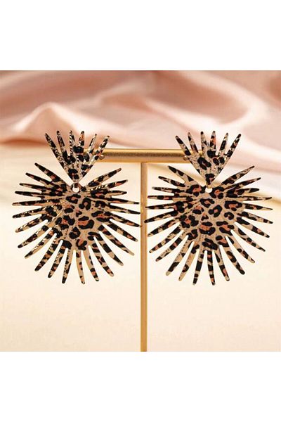 Vipfoni Steel Leopard Pattern Maxi Size Gold Earrings