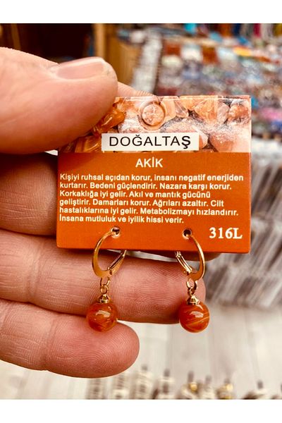 Bizde Ne Yok ki Natural Stone Earrings 15Pcs Different Natural Stone Earrings (the Product Image Can Be Loaded 8Pcs)