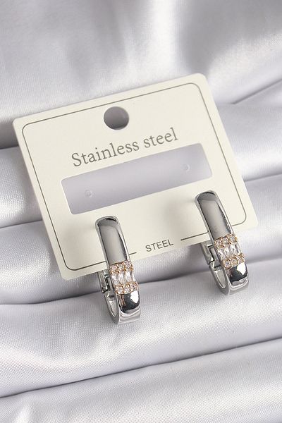 Skygo 316L Steel Silver Color Zircon Stone Women's Earrings - Tj-Bkp9692