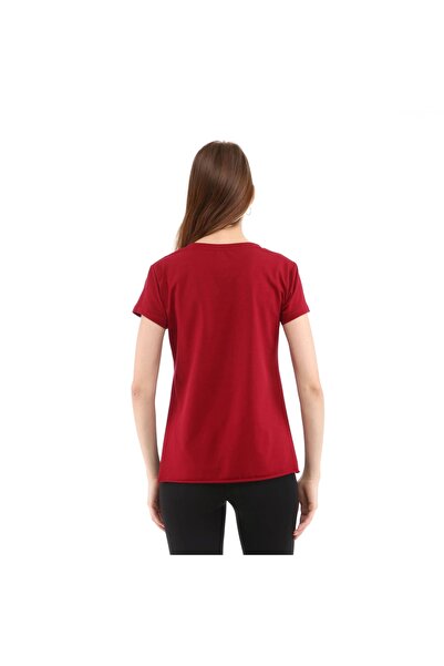 raru Women's 100% Cotton Crew Neck T-Shirt Fumus Bordo