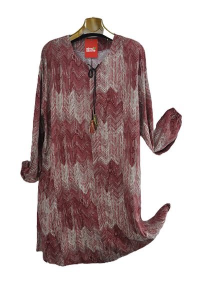 elma abone Large Size Viscose Lace-Up Tunic