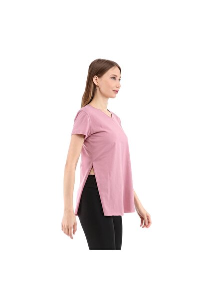 raru Γυναικείο μπλουζάκι με λαιμόκοψη σε σχήμα V από 100% βαμβάκι FRAGUM PINK